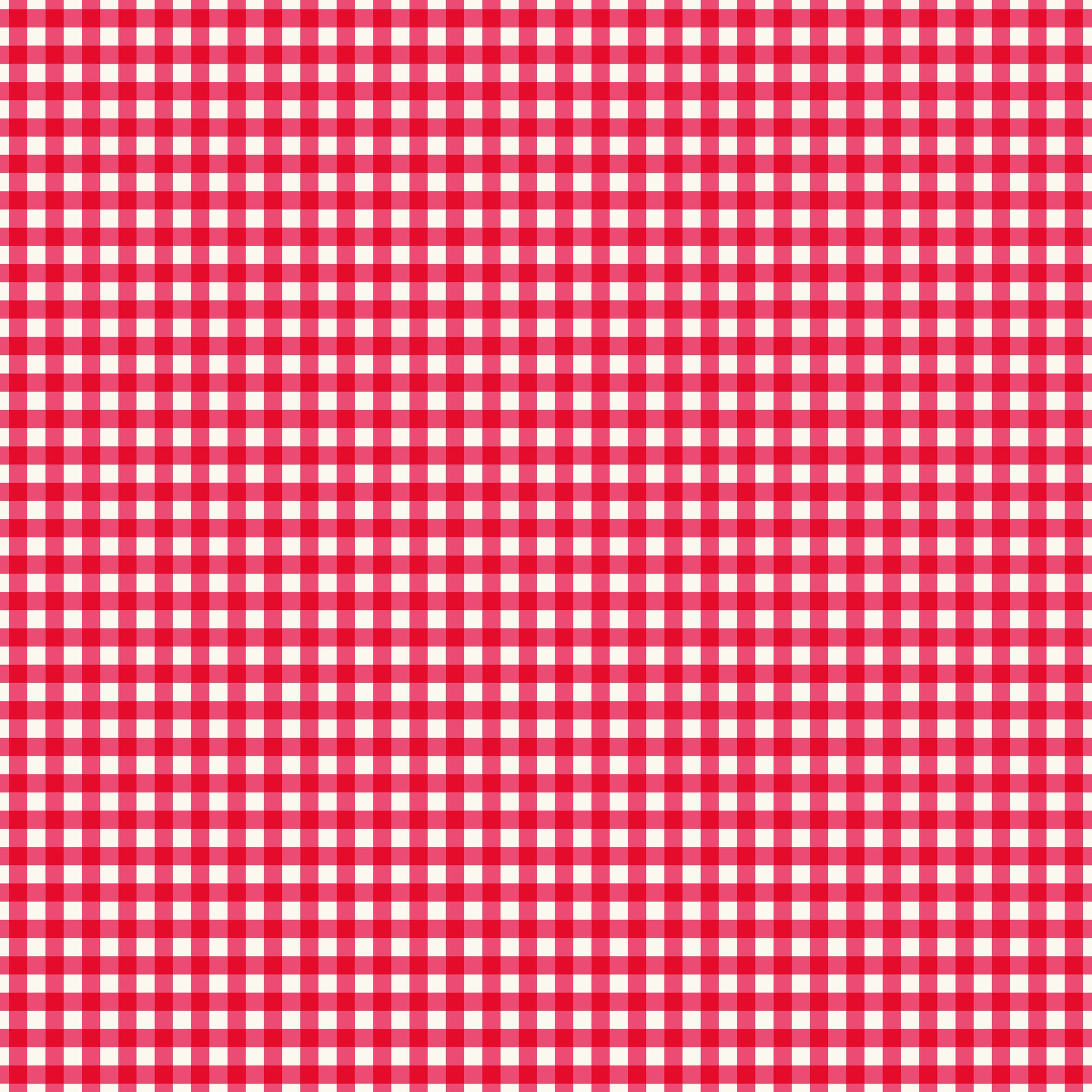 Picnic Florals Gingham - Red - Yardage