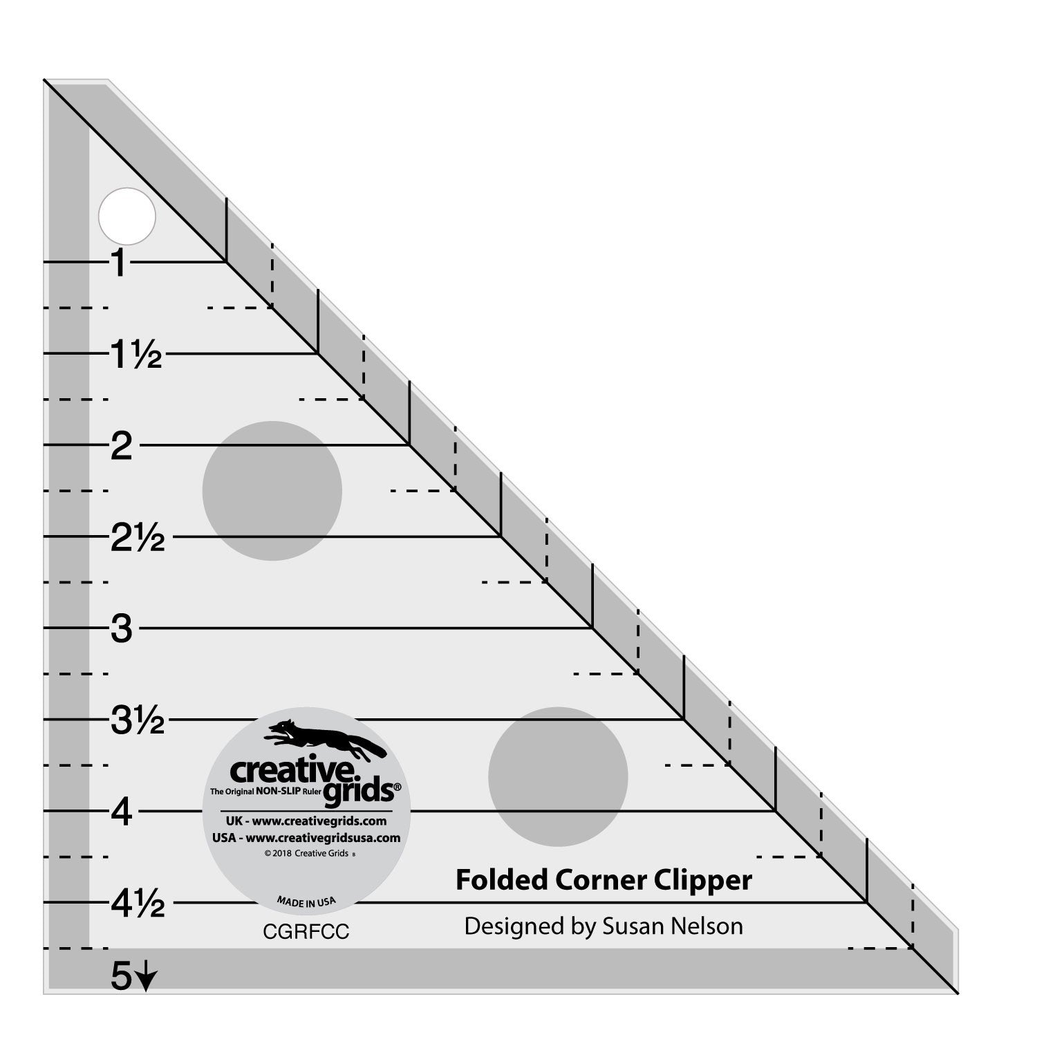 Creative Grids Folded Corner Clipper Tool Quilt Ruler - CGRFCC