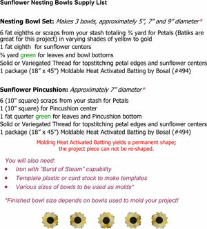 Sunflower Nesting Bowls Pattern