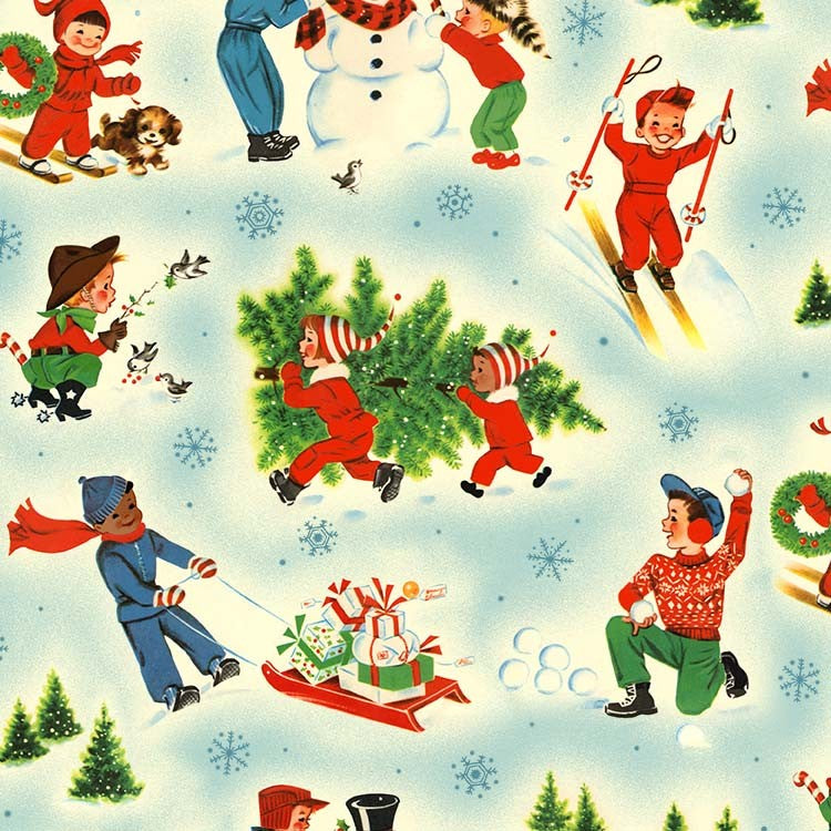 Snowy Playground - Blue - Yardage
