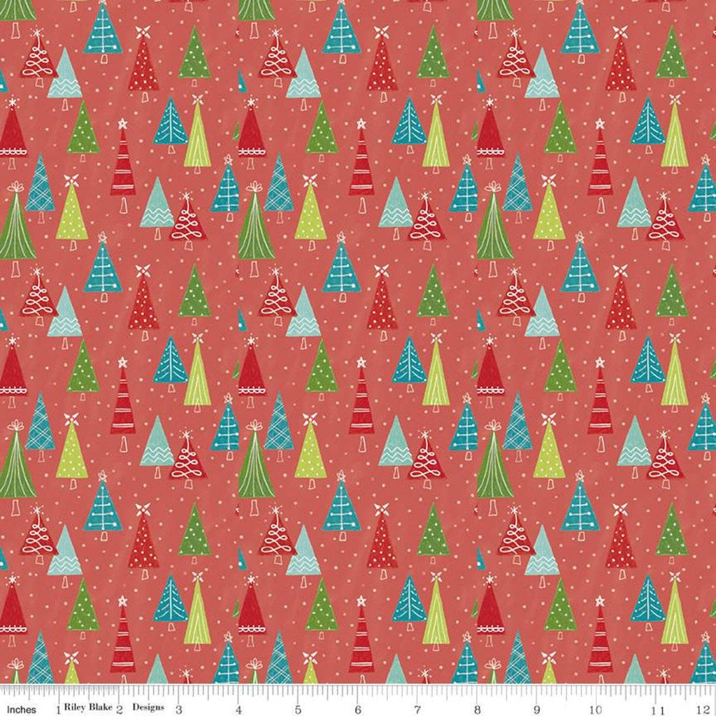 Snowed In - Trees Coral - Yardage